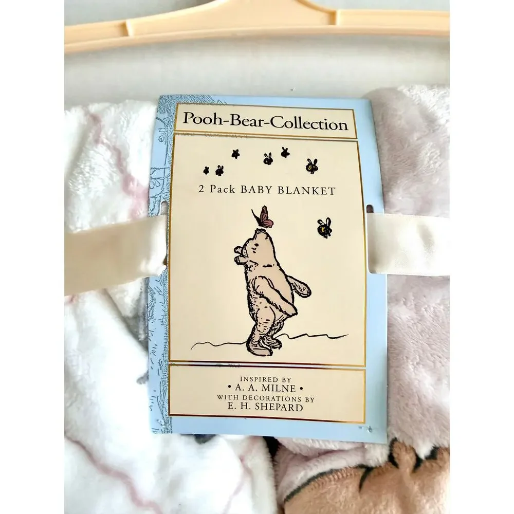 New Pooh Bear Collection Winnie The Pooh Pink 2 pc Baby Blanket 30